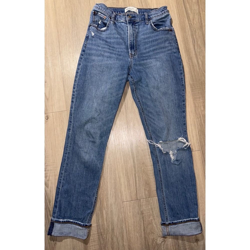 Abercrombie & Fitch The 90s Slim Straight Ultra High Rise Distressed Jeans 28 6